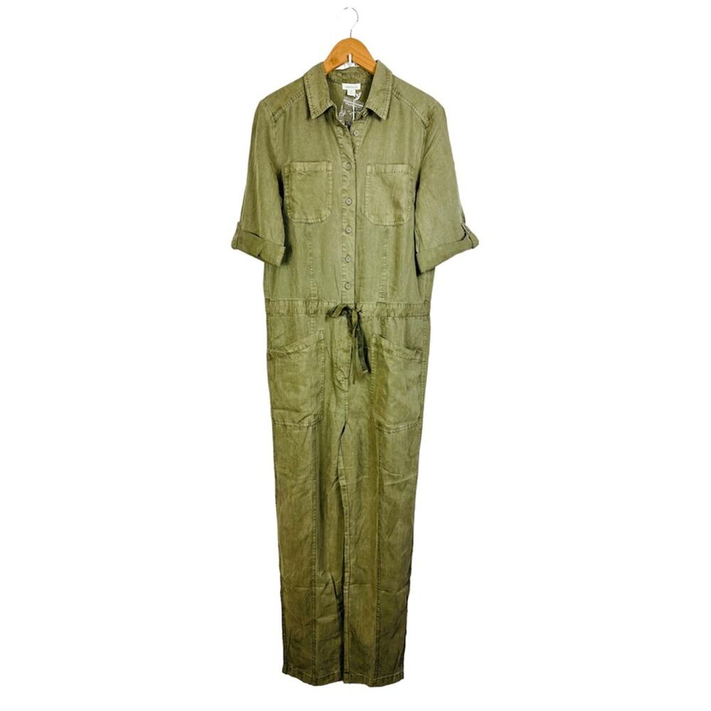 Sundance Wayside Cargo Utility Jumpsuit Medium Sage Green Tencel NWT